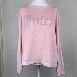 Juicy Couture Pink Embellished Velour Sleep Wear Crew Neck Long Sleeve Size L